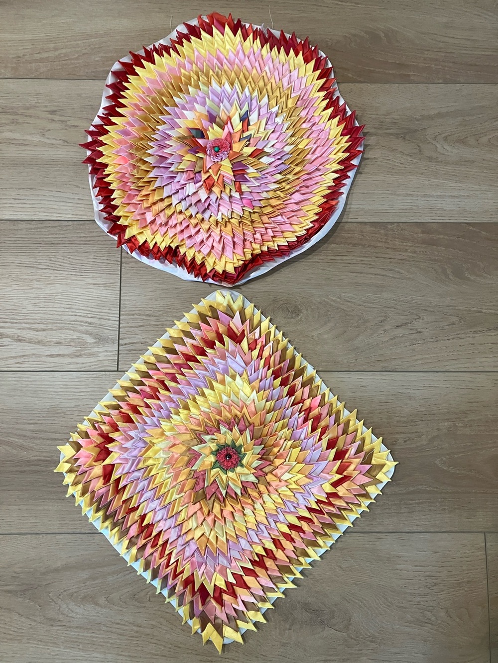 Vintage Folded Ribbon pillow pieces